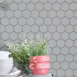 1-inch Grey Matte Hexagon Porcelain Mosaics