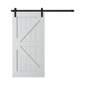 2 Panel White Solid Core Primed Barn Door (K-Style)