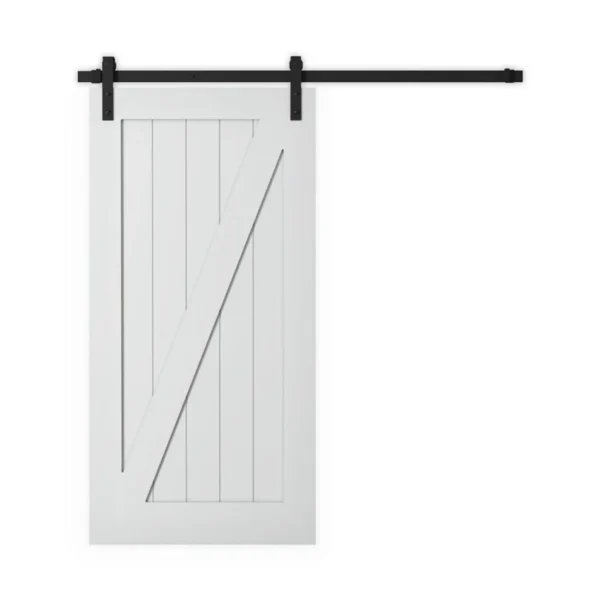 1 Panel White Solid Core Primed Barn Door (Z-Style)