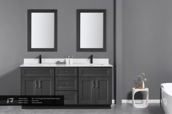 Double Sink Solid Wood Vanity- 60″/72″ - Image 3