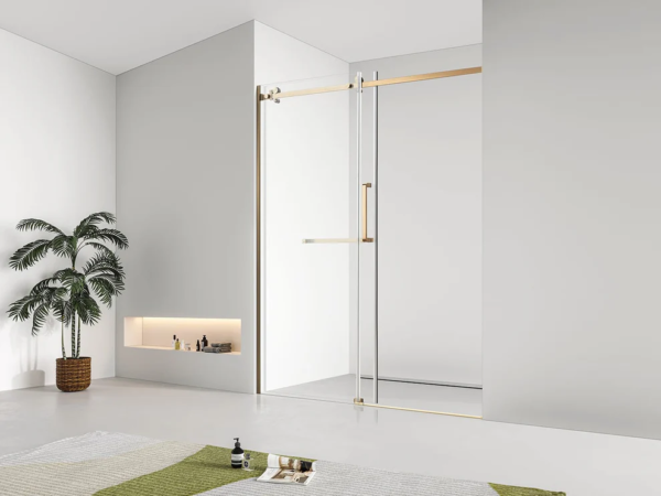 Brushed Gold Frameless Shower Glass Door